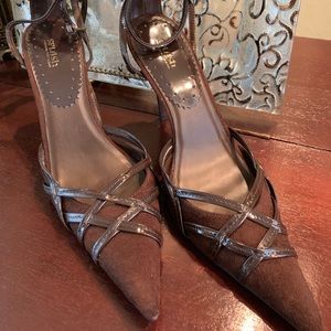 SPLASH Brown Suede and Patten Heels
